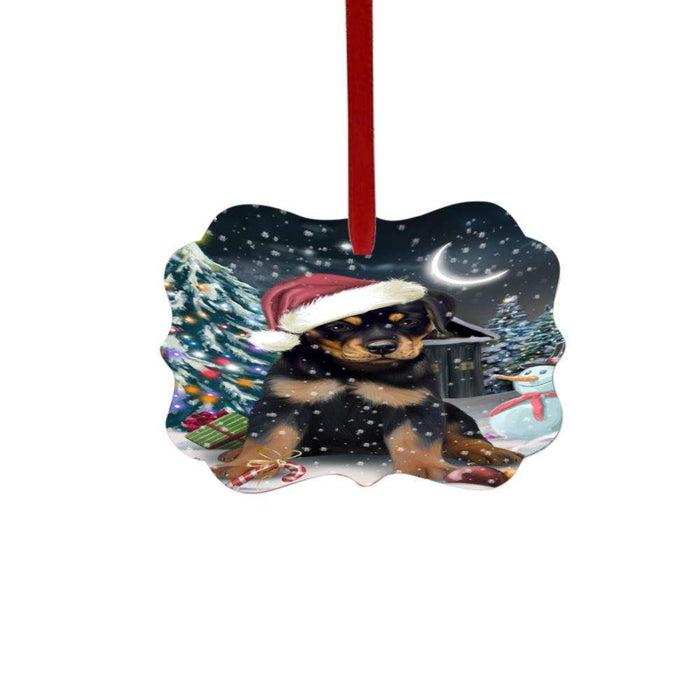 Have a Holly Jolly Christmas Happy Holidays Rottweiler Dog Double-Sided Photo Benelux Christmas Ornament LOR48209