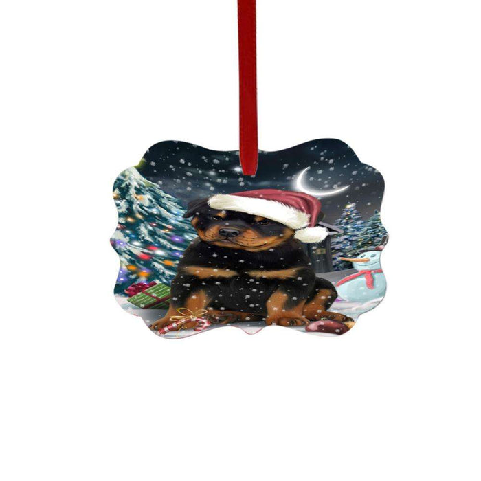 Have a Holly Jolly Christmas Happy Holidays Rottweiler Dog Double-Sided Photo Benelux Christmas Ornament LOR48210