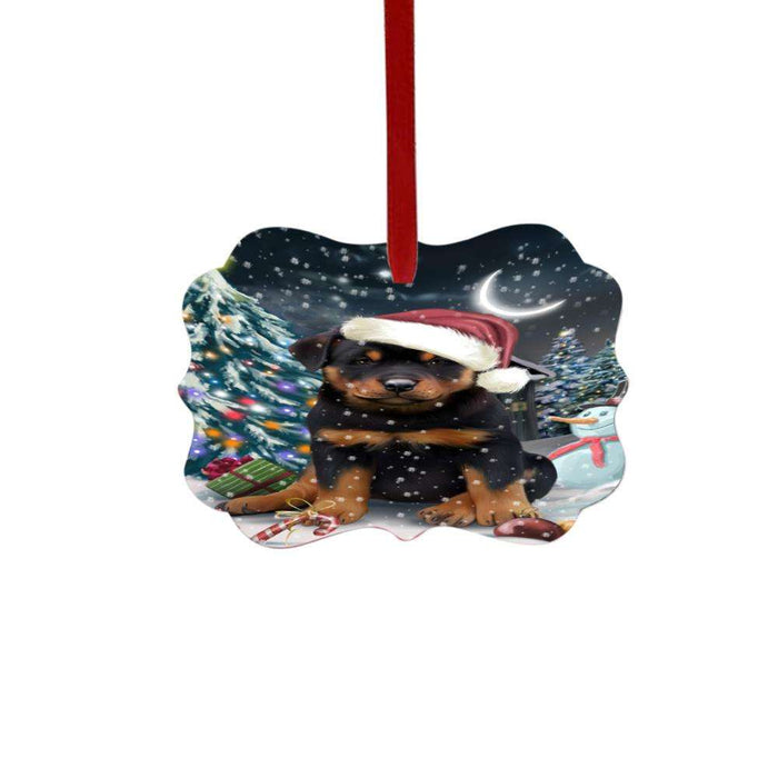 Have a Holly Jolly Christmas Happy Holidays Rottweiler Dog Double-Sided Photo Benelux Christmas Ornament LOR48211