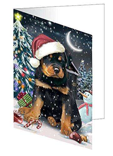 Have a Holly Jolly Christmas Happy Holidays Rottweiler Dog Handmade Artwork Assorted Pets Greeting Cards and Note Cards with Envelopes for All Occasions and Holiday Seasons GCD2565
