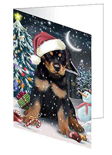 Have a Holly Jolly Christmas Happy Holidays Rottweiler Dog Handmade Artwork Assorted Pets Greeting Cards and Note Cards with Envelopes for All Occasions and Holiday Seasons GCD2570