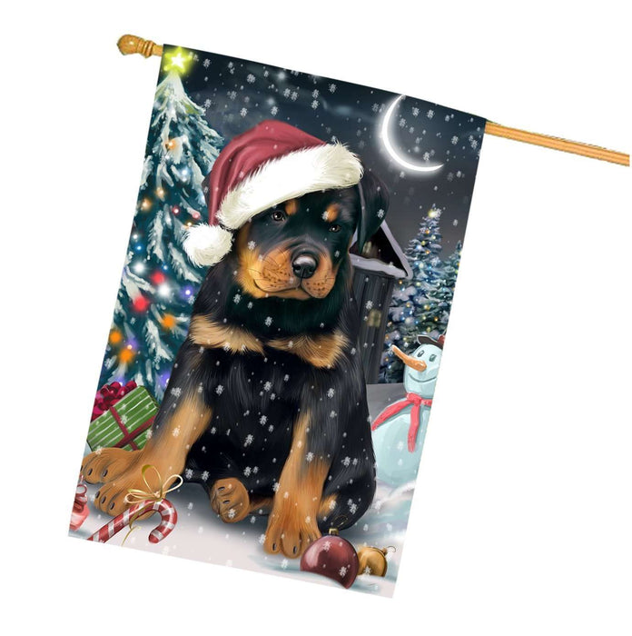Have a Holly Jolly Christmas Happy Holidays Rottweiler Dog House Flag HFLG252