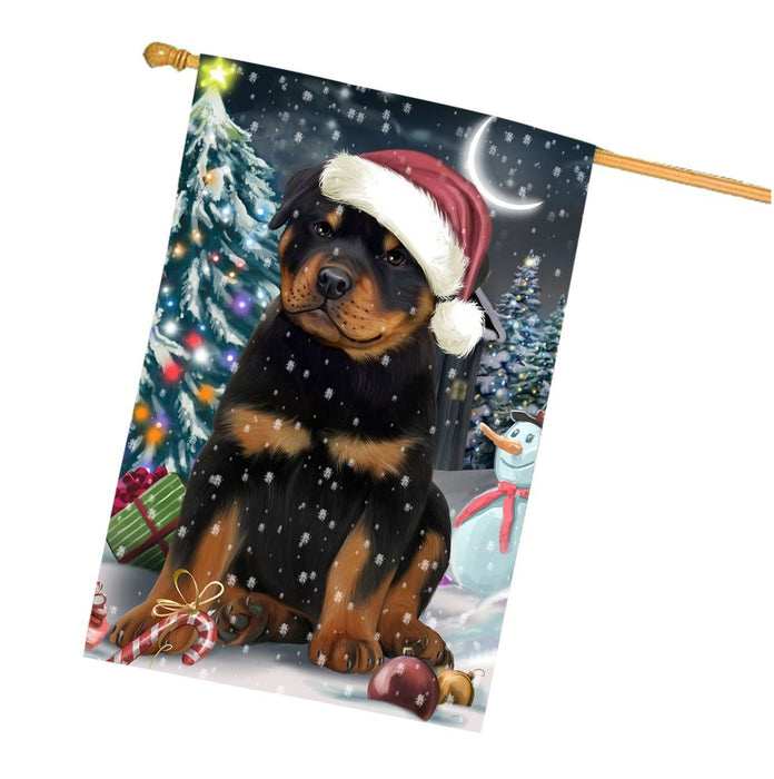 Have a Holly Jolly Christmas Happy Holidays Rottweiler Dog House Flag HFLG254