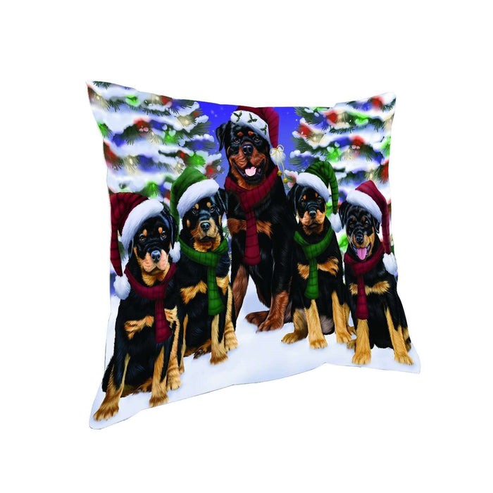 Have a Holly Jolly Christmas Happy Holidays Rottweiler Dog Throw Pillow PIL1716
