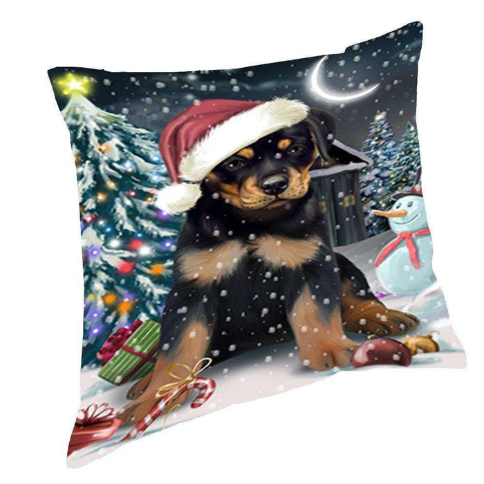 Have a Holly Jolly Christmas Happy Holidays Rottweiler Dog Throw Pillow PIL628
