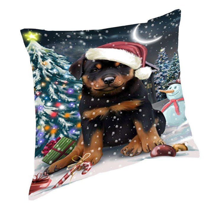 Have a Holly Jolly Christmas Happy Holidays Rottweiler Dog Throw Pillow PIL636