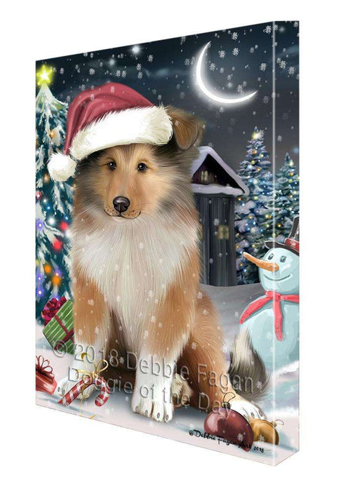 Have a Holly Jolly Christmas Happy Holidays Rough Collie Dog Canvas Print Wall Art Décor CVS106055