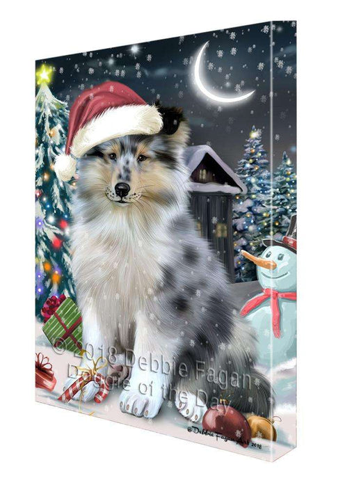 Have a Holly Jolly Christmas Happy Holidays Rough Collie Dog Canvas Print Wall Art Décor CVS106064