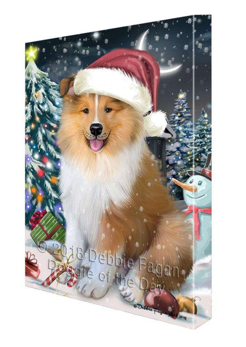 Have a Holly Jolly Christmas Happy Holidays Rough Collie Dog Canvas Print Wall Art Décor CVS106082