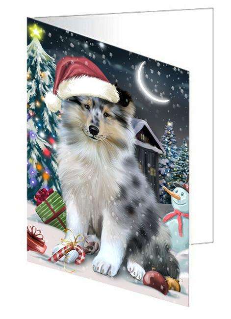 Have a Holly Jolly Christmas Happy Holidays Rough Collie Dog Handmade Artwork Assorted Pets Greeting Cards and Note Cards with Envelopes for All Occasions and Holiday Seasons GCD66767