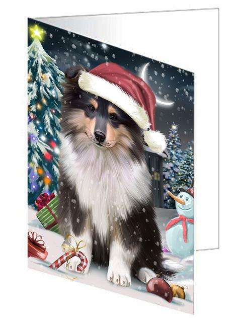 Have a Holly Jolly Christmas Happy Holidays Rough Collie Dog Handmade Artwork Assorted Pets Greeting Cards and Note Cards with Envelopes for All Occasions and Holiday Seasons GCD66770