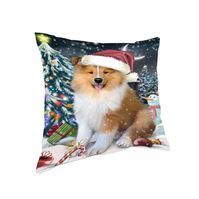 Have a Holly Jolly Christmas Happy Holidays Rough Collie Dog Pillow PIL73616