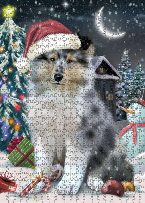 Have a Holly Jolly Christmas Happy Holidays Rough Collie Dog Puzzle with Photo Tin PUZL84140