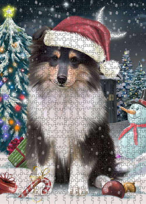 Have a Holly Jolly Christmas Happy Holidays Rough Collie Dog Puzzle with Photo Tin PUZL84144