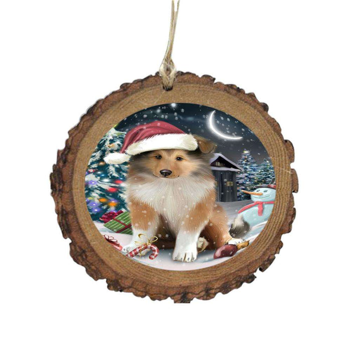 Have a Holly Jolly Christmas Happy Holidays Rough Collie Dog Wooden Christmas Ornament WOR48320