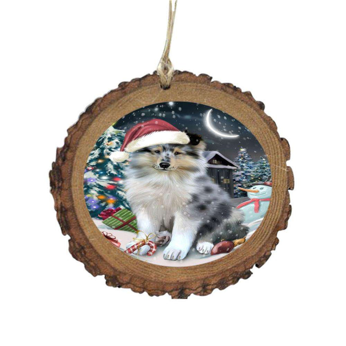 Have a Holly Jolly Christmas Happy Holidays Rough Collie Dog Wooden Christmas Ornament WOR48321