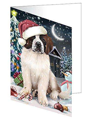 Have a Holly Jolly Christmas Happy Holidays Saint Bernard Dog Handmade Artwork Assorted Pets Greeting Cards and Note Cards with Envelopes for All Occasions and Holiday Seasons GCD2585