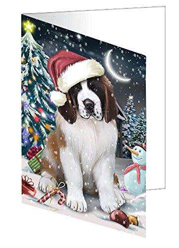 Have a Holly Jolly Christmas Happy Holidays Saint Bernard Dog Handmade Artwork Assorted Pets Greeting Cards and Note Cards with Envelopes for All Occasions and Holiday Seasons GCD2590