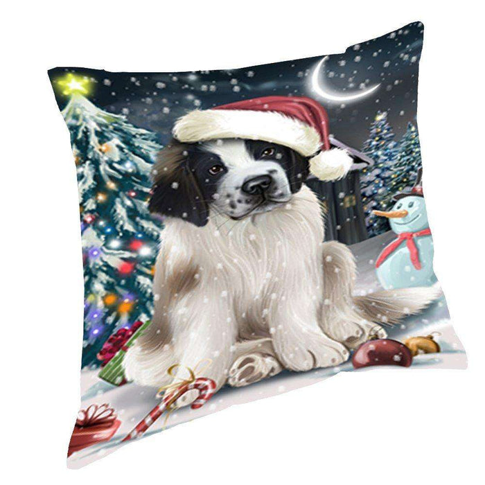 Have a Holly Jolly Christmas Happy Holidays Saint Bernard Dog Throw Pillow PIL648