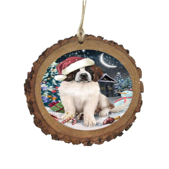 Have a Holly Jolly Christmas Happy Holidays Saint Bernard Dog Wooden Christmas Ornament WOR48212