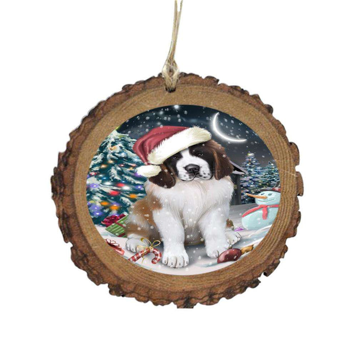 Have a Holly Jolly Christmas Happy Holidays Saint Bernard Dog Wooden Christmas Ornament WOR48213