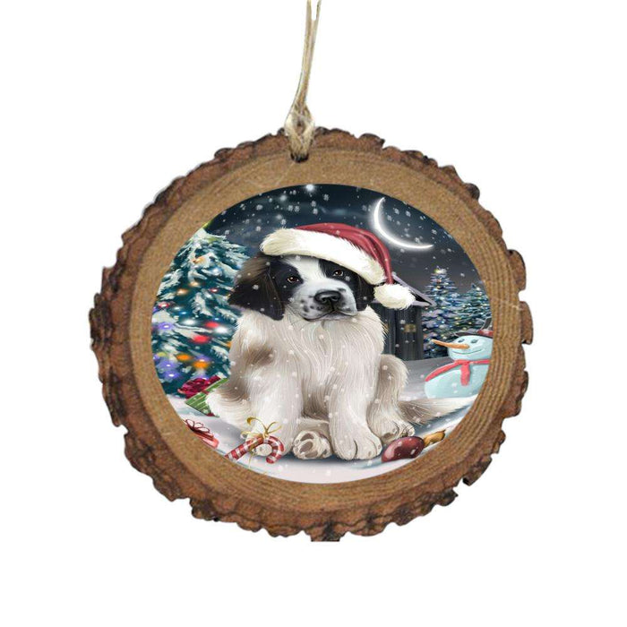 Have a Holly Jolly Christmas Happy Holidays Saint Bernard Dog Wooden Christmas Ornament WOR48214