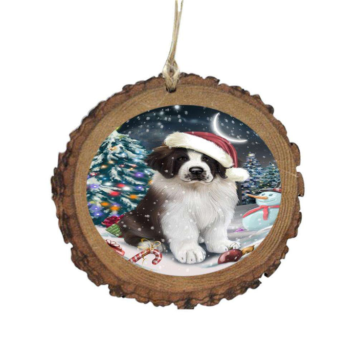 Have a Holly Jolly Christmas Happy Holidays Saint Bernard Dog Wooden Christmas Ornament WOR48215