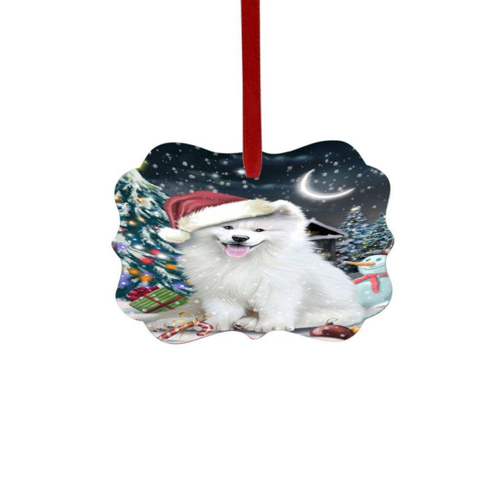Have a Holly Jolly Christmas Happy Holidays Samoyed Dog Double-Sided Photo Benelux Christmas Ornament LOR48216