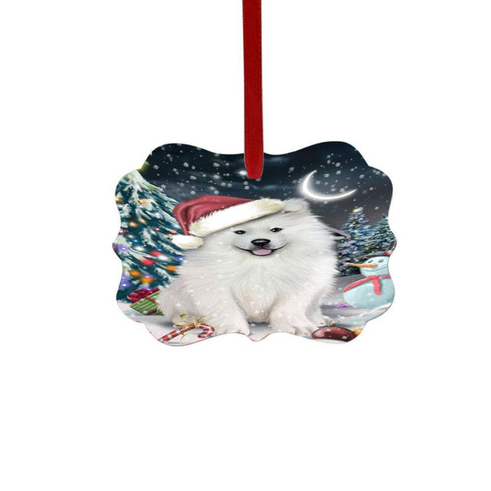 Have a Holly Jolly Christmas Happy Holidays Samoyed Dog Double-Sided Photo Benelux Christmas Ornament LOR48217
