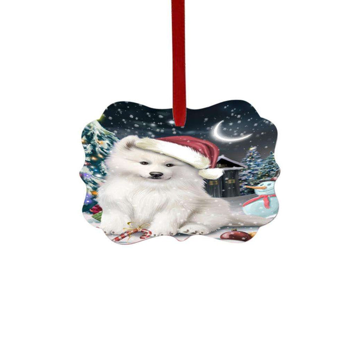 Have a Holly Jolly Christmas Happy Holidays Samoyed Dog Double-Sided Photo Benelux Christmas Ornament LOR48219