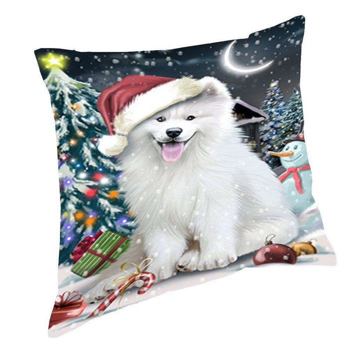 Have a Holly Jolly Christmas Happy Holidays Samoyed Dog Throw Pillow PIL656
