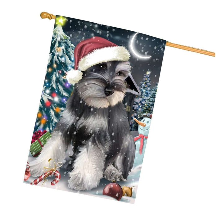 Have a Holly Jolly Christmas Happy Holidays Schnauzer Dog House Flag HFLG256