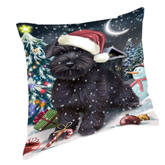 Have a Holly Jolly Christmas Happy Holidays Schnauzer Dog Throw Pillow PIL676