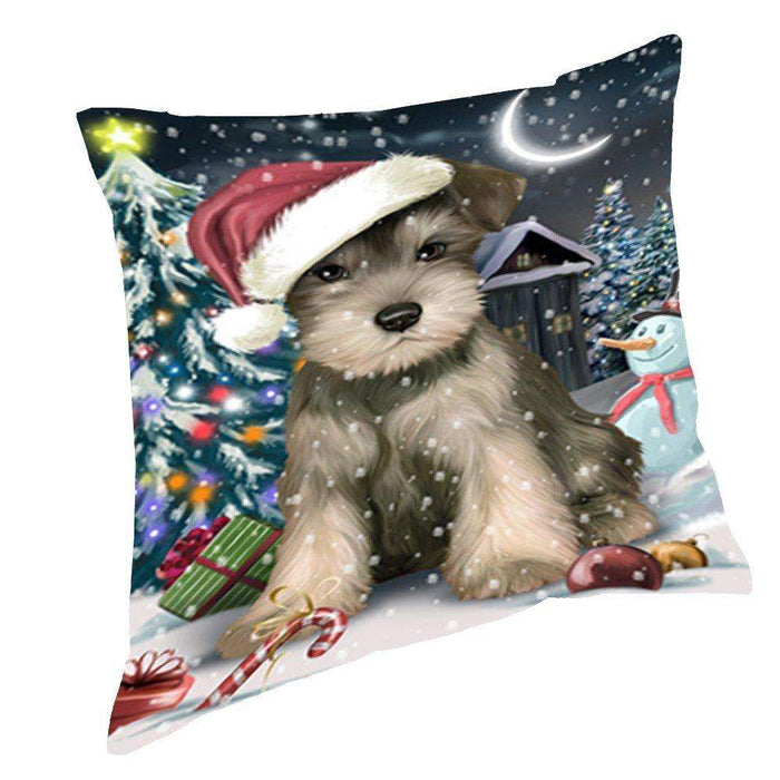 Have a Holly Jolly Christmas Happy Holidays Schnauzer Dog Throw Pillow PIL680