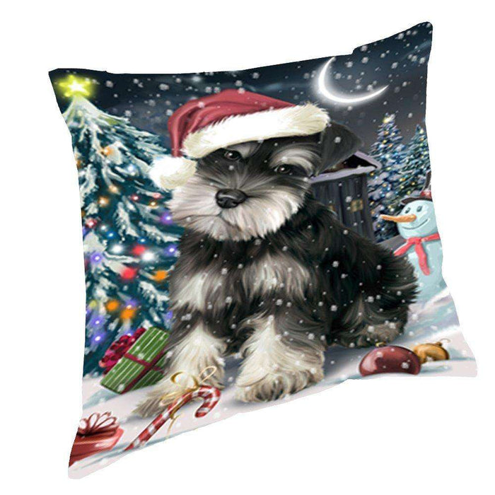 Have a Holly Jolly Christmas Happy Holidays Schnauzer Dog Throw Pillow PIL684
