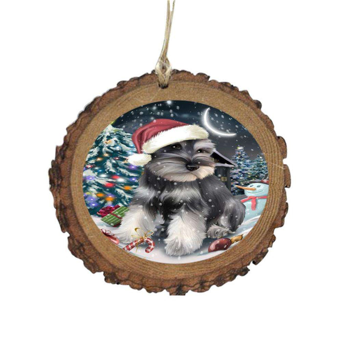 Have a Holly Jolly Christmas Happy Holidays Schnauzer Dog Wooden Christmas Ornament WOR48220