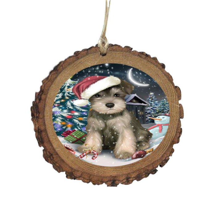 Have a Holly Jolly Christmas Happy Holidays Schnauzer Dog Wooden Christmas Ornament WOR48222