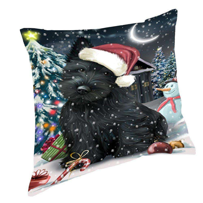 Have a Holly Jolly Christmas Happy Holidays Scottish Terrier Dog Throw Pillow PIL688