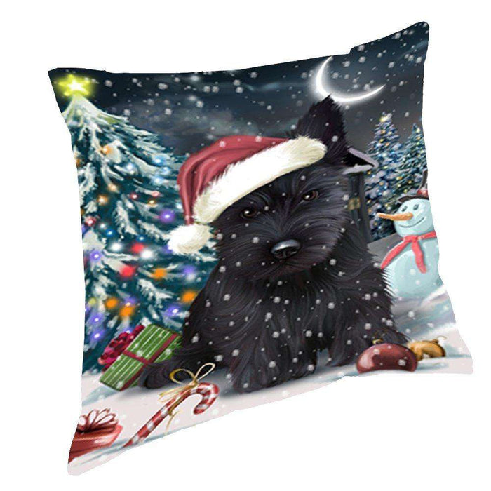 Have a Holly Jolly Christmas Happy Holidays Scottish Terrier Dog Throw Pillow PIL700