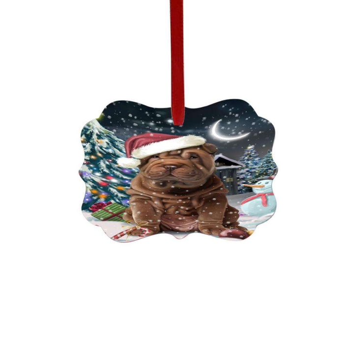 Have a Holly Jolly Christmas Happy Holidays Shar Pei Dog Double-Sided Photo Benelux Christmas Ornament LOR48228