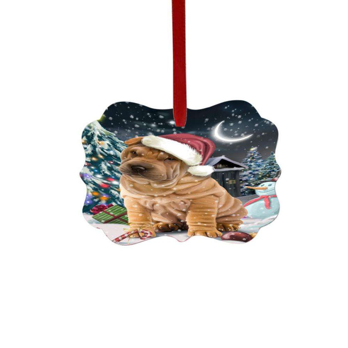Have a Holly Jolly Christmas Happy Holidays Shar Pei Dog Double-Sided Photo Benelux Christmas Ornament LOR48229