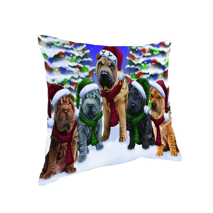 Have a Holly Jolly Christmas Happy Holidays Shar Pei Dog Throw Pillow PIL1724