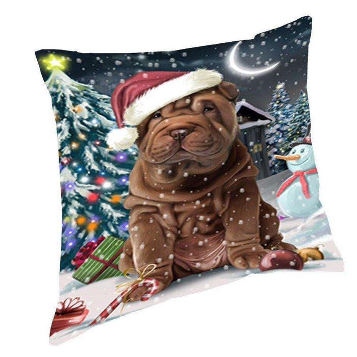 Have a Holly Jolly Christmas Happy Holidays Shar Pei Dog Throw Pillow PIL704