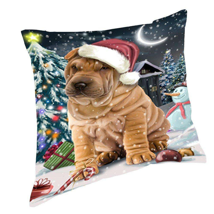 Have a Holly Jolly Christmas Happy Holidays Shar Pei Dog Throw Pillow PIL708