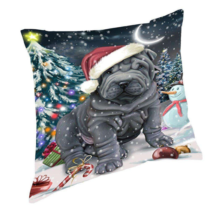 Have a Holly Jolly Christmas Happy Holidays Shar Pei Dog Throw Pillow PIL712