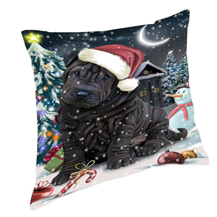 Have a Holly Jolly Christmas Happy Holidays Shar Pei Dog Throw Pillow PIL716