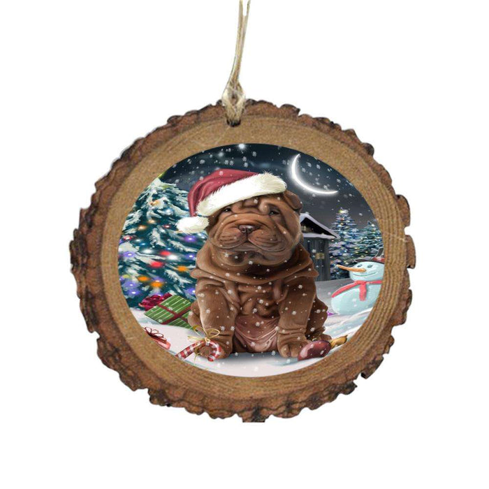 Have a Holly Jolly Christmas Happy Holidays Shar Pei Dog Wooden Christmas Ornament WOR48228