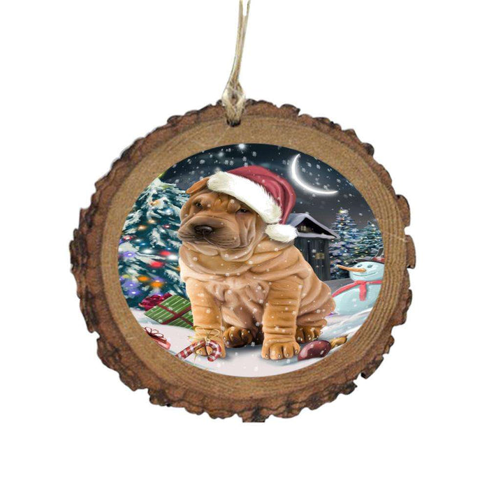 Have a Holly Jolly Christmas Happy Holidays Shar Pei Dog Wooden Christmas Ornament WOR48229