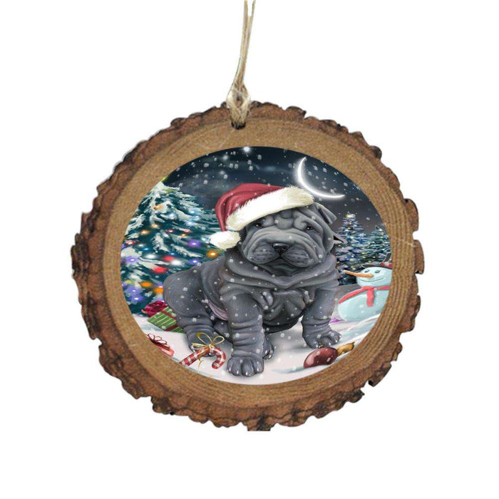 Have a Holly Jolly Christmas Happy Holidays Shar Pei Dog Wooden Christmas Ornament WOR48230