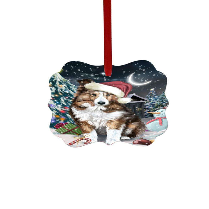 Have a Holly Jolly Christmas Happy Holidays Shetland Sheepdog Double-Sided Photo Benelux Christmas Ornament LOR48333